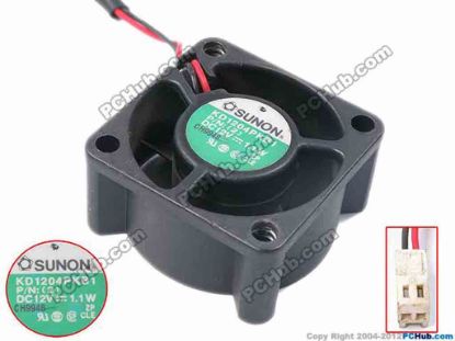 81351 SUNON KD1204PKB1 Server - Square Fan P/N:(2), sq40x40x20, w120x2x2, 12V 1.1W SUNON KD1204PKB1 Server - Square Fan 