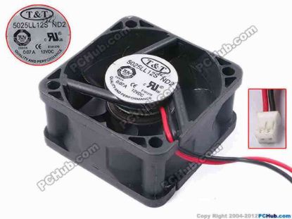 81365 T&T 5025LL12S Server - Square Fan ND2, sq50x50x25, w220x2x2, 12V 0.07A T&T 5025LL12S Server - Square Fan 