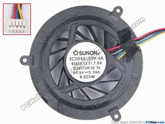 81373 SUNON ZC055515VH-6A Cooling Fan  B3623.13.V1.F.GN, size:58x13, w50x5x5, 5V 0.28A, B SUNON ZC055515VH-6A Cooling Fan  