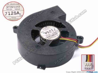 81375 Toshiba SF72M12-01A Server - Blower Fan bw70x68x20, w150x3x3, 12V 0.16A Toshiba SF72M12-01A Server - Blower Fan 
