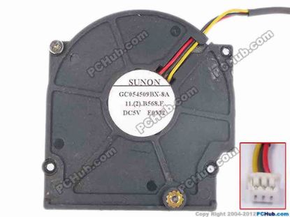 81379 SUNON GC054509BX-8A Cooling Fan  11.(2).B568.F, w45x3x3, 5V, Bare fan SUNON GC054509BX-8A Cooling Fan  