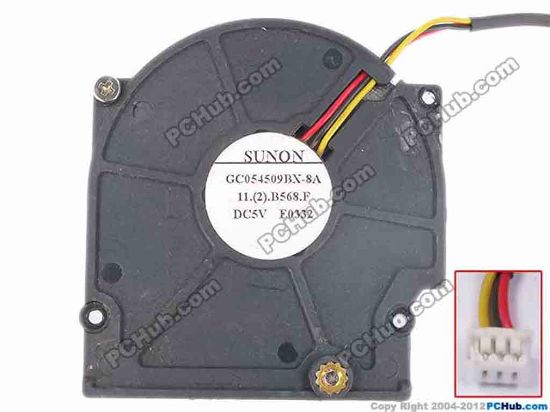 81379 SUNON GC054509BX-8A Cooling Fan  11.(2).B568.F, w45x3x3, 5V, Bare fan SUNON GC054509BX-8A Cooling Fan  