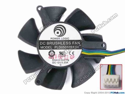 81380 Power Logic PLD05010S12H Server - Frameless / GPU Fan dia47x47x10, w90x4x4, 12V 0.2A, Black Power Logic PLD05010S12H Server - Frameless / GPU Fan 