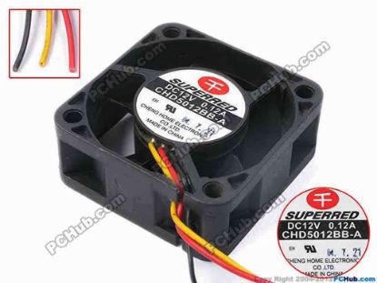 81404 Superred CHD5012BB-A Server - Square Fan sq50x50x20, w65x3, 12V 0.12A Superred CHD5012BB-A Server - Square Fan 