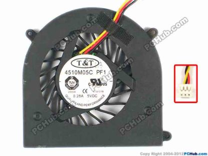 81416 T&T 4510M05F Cooling Fan  PF1, w40x3x3, 5V 0.28A, Bare fan T&T 4510M05F Cooling Fan  <span style="color: #ff0000; font-size: 12pt;">For&nbsp;MSI Wind U160/U160DX/U160DXH/U160MX</span>