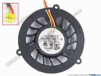 81440 A-Power BS4505LB17L-R Cooling Fan  w95x3x3, 5V 0.2A, Bare fan A-Power BS4505LB17L-R Cooling Fan  