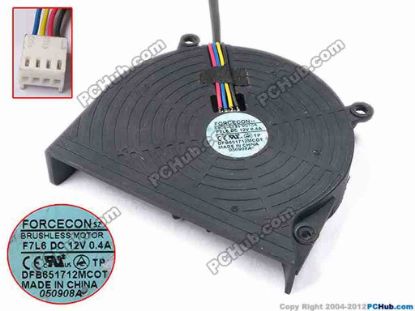 81457 Forcecon DFB651712MCOT Server - Blower Fan F7L6, 12v0.4A Forcecon DFB651712MCOT Server - Blower Fan