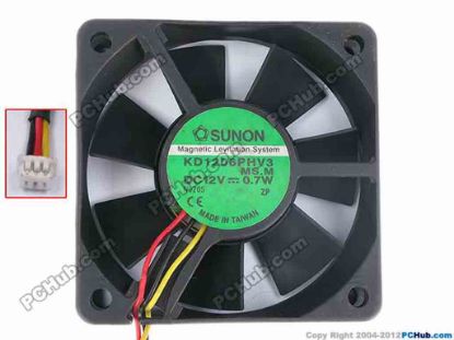81489 SUNON KD1206PHV3 Cooling Fan  MS.M, sixe:60x15, w90x3x3, 12V 0.7W, Bare fan SUNON KD1206PHV3 Cooling Fan  
