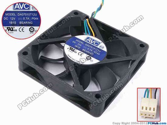 81502 AVC DA07015T12U Server - Square Fan P044, sq70x70x15, w120x4x4, 12V 0.7A AVC DA07015T12U Server - Square Fan 