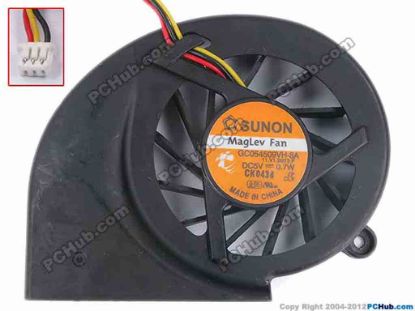 81544 SUNON GC054509VH-8A Cooling Fan  11.V1.B973.F, w40x3x3, 5V 0.7W, Bare fan SUNON GC054509VH-8A Cooling Fan  