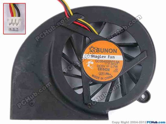 81544 SUNON GC054509VH-8A Cooling Fan  11.V1.B973.F, w40x3x3, 5V 0.7W, Bare fan SUNON GC054509VH-8A Cooling Fan  