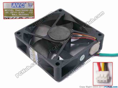 81617 AVC DA07020B12U Server - Square Fan -117, sq70x70x20, w150x3x3, 12V 0.7A AVC DA07020B12U Server - Square Fan 