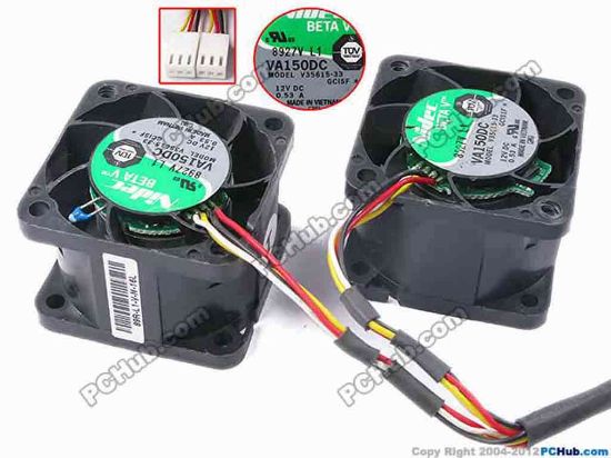81649 Nidec V35615-33 Server - Square Fan GCISF, sq40x40x28, w210x6x6, 12V 0.53A, Dual Fan Nidec V35615-33 Server - Square Fan 