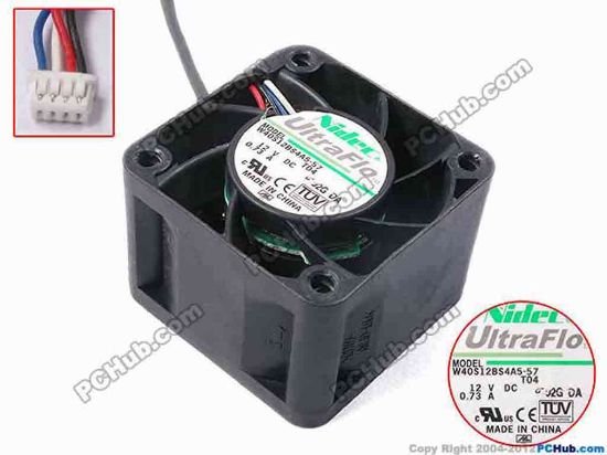 81684 Nidec W40S12BS4A5-57 Server - Square Fan T04, sq40x40x28, w130x4x4, 12V 0.73A Nidec W40S12BS4A5-57 Server - Square Fan 