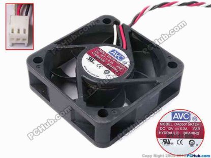 81697 AVC DA05015R12H Server - Square Fan -FAR, sq50x50x15, w350x3x3, 12V 0.2A AVC DA05015R12H Server - Square Fan 