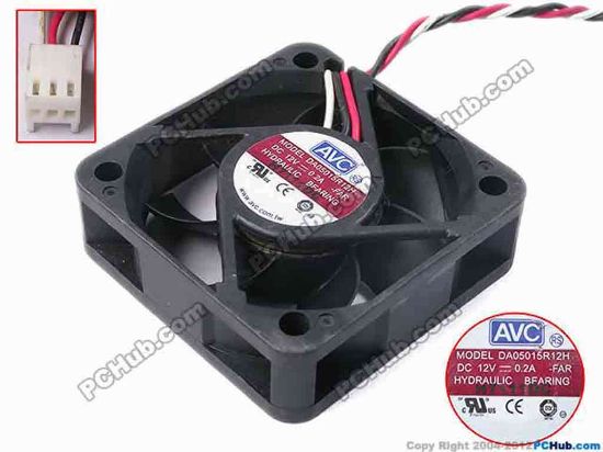 81697 AVC DA05015R12H Server - Square Fan -FAR, sq50x50x15, w350x3x3, 12V 0.2A AVC DA05015R12H Server - Square Fan 