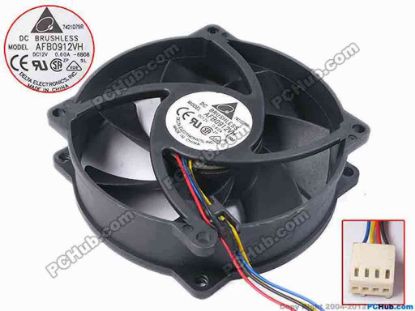 81778 Delta Electronics AFB0912VH Server - Round Fan -6B08, dia95x95x25, w145x4x4, 12V 0.6A Delta Electronics AFB0912VH Server - Round Fan 