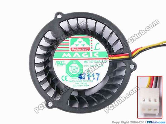 81812 Protechnic Magic MGT5012HR-A15 Server - Round Fan dia48x48x14, w255x3x3, 12V 0.12A Protechnic Magic MGT5012HR-A15 Server - Round Fan 