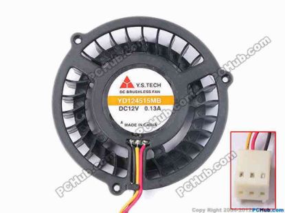 81822 Y.S TECH YD124515MB Server - Round Fan dia48x48x12, w255x3x3, 12V 0.13A Y.S TECH YD124515MB Server - Round Fan 