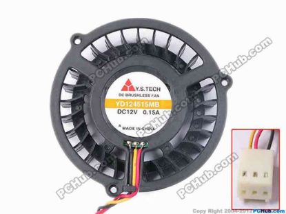 81823 Y.S TECH YD124515MB Server - Round Fan dia48x48x12, w255x3x3, 12V 0.15A Y.S TECH YD124515MB Server - Round Fan 