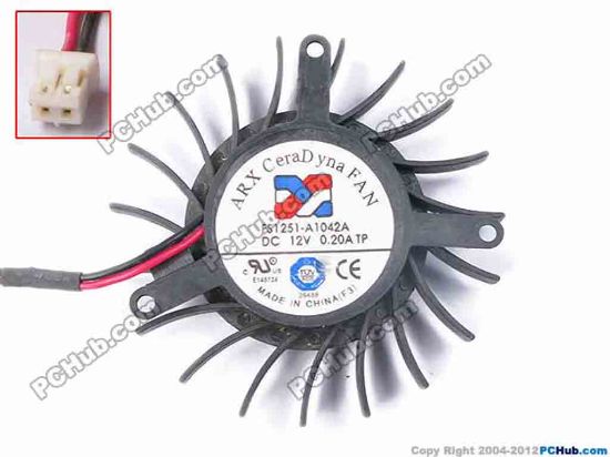 81827 ARX FS1251-A1042A Server - Frameless / GPU Fan dia50x50x10, w95x2x2, 12V 0.2A,Black ARX FS1251-A1042A Server - Frameless / GPU Fan