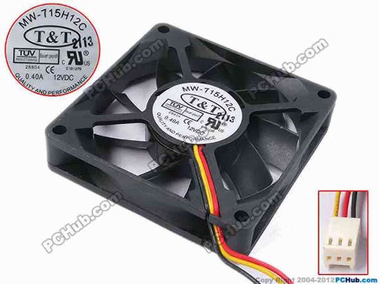 81828 T&T MW-715H12C Server - Square Fan sq70x70x15, w210x3x3, 12V 0.4A T&T MW-715H12C Server - Square Fan