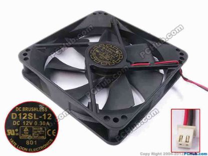 81909 Y.L FAN / Yate Loon D12SL-12 Server - Square Fan sq120x120x25, w125x2x2, 12V 0.3A Y.L FAN / Yate Loon D12SL-12 Server - Square Fan 