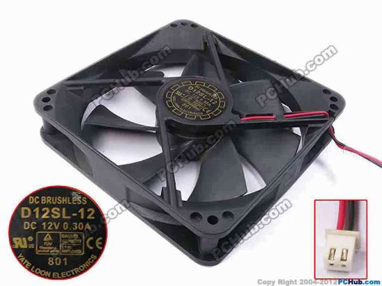 81909 Y.L FAN / Yate Loon D12SL-12 Server - Square Fan sq120x120x25, w125x2x2, 12V 0.3A Y.L FAN / Yate Loon D12SL-12 Server - Square Fan 