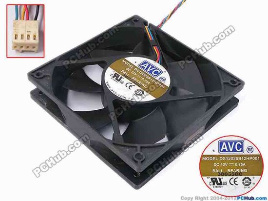 81922 AVC DS12025B12HP001 Server - Square Fan sq120x120x25, w305x4x4, 12V 0.75A AVC DS12025B12HP001 Server - Square Fan 