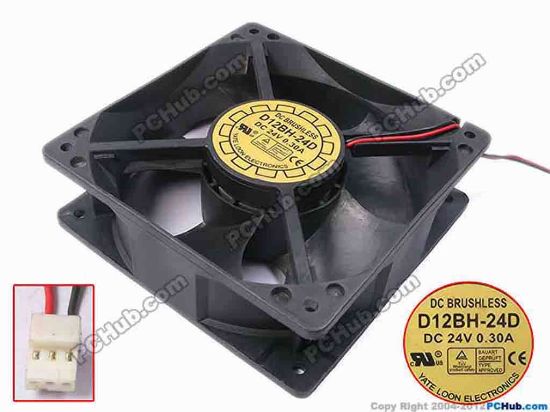 81923 Y.L FAN / Yate Loon D12BH-24D Server - Square Fan sq120x120x38, w100x2x3, 24V 0.3A Y.L FAN / Yate Loon D12BH-24D Server - Square Fan