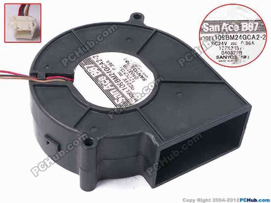 81924 Sanyo Denki 109BM24GCA2-2 Server - Blower Fan bw97x94x32, w60x3x3, 24V 0.36A Sanyo Denki 109BM24GCA2-2 Server - Blower Fan 