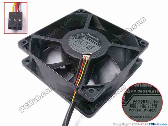 81939 Panasonic FBA12G12M Server - Square Fan -1BX, sq120x120x38, w120x3x3, 12V 0.45A Panasonic FBA12G12M Server - Square Fan 