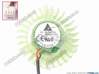 81957 Delta Electronics BFB0712H Server - Frameless / GPU Fan -8G25, dia55x55x13, w105x4x4, 12V 0.36A, Trans. Gr Delta Electronics BFB0712H Server - Frameless / GPU Fan 