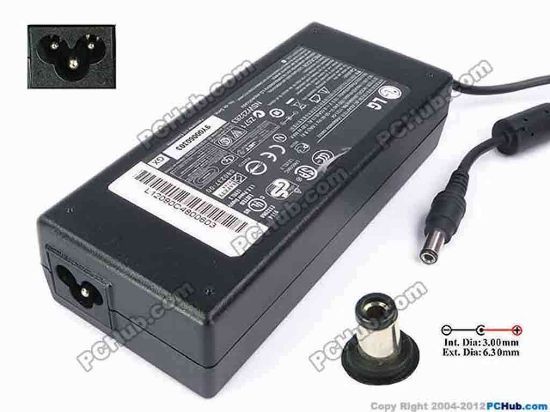82036 LG Common Item (LG) AC Adapter- Laptop 19.5V 6.15A, 6.3/3.0mm, 3-Prong LG Common Item (LG) AC Adapter- Laptop <div style="border-width: 0px; padding: 2px; font-size: 10pt;">
<div>Model: EAY52200201</div>
<div><span id="ctl00_ContentPlaceHolder1_ListItems1_lblBrandName" style="color: #000000;">LITE-ON Model:&nbsp;PA-1121-04</span></div>
<div>INPUT: 100-240V~1.8A, 50-60Hz&nbsp;</div>
<div>OUTPUT: 19.5V 6.15A 120W</div>
<div>Connecter size: Int. Diameter: 3.0mm&nbsp;</div>
<div>Ext. Diameter: 6.30mm</div>
<div><br />
</div>
<div><br />
</div>
<div>Dimensions: 150 X 65 X 36 mm</div>
<div><br />
</div>
<div>*Please take note, 3 wire AC power cord not included.</div></div>
