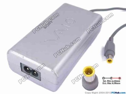82123 Sony Vaio Parts AC Adapter- Laptop 16V 3.75A, 6.5/4.3mm With Pin, 2-Prong Sony Vaio Parts AC Adapter- Laptop <div>01SONY AC Adatper Model: PCGA-AC16V3</div>
<div><br />
</div>
<div>INPUT: 100-240V~ 1.3A-0.7A, 50-60Hz</div>
<div>OUTPUT: 16V 3.75A 60W</div>
<div>Connecter size: Int. Diameter: 4.40mm&nbsp;</div>
<div>Ext. Diameter: 6.50mm&nbsp;</div>
<div><br />
</div>
<div>Dimension: 111 x 78 x 31 mm</div>
<div><br />
</div>
<div>*Please take note, 2 wire AC power cord not included.&nbsp;</div>