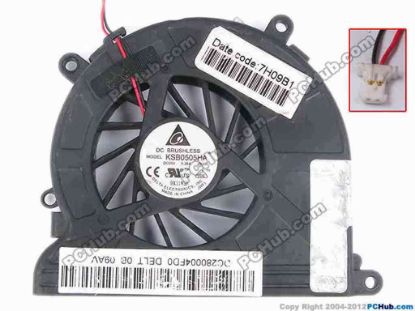 82329 Delta Electronics KSB0505HA Cooling Fan  -7K88, w40x2x2, 5V 0.38A, Bare fan Delta Electronics KSB0505HA Cooling Fan  