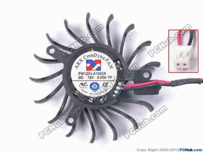 82365 ARX FW1253-A1042A Server - Frameless / GPU Fan dia52x52x11, w95x2x2, 12V 0.25A, Black ARX FW1253-A1042A Server - Frameless / GPU Fan 