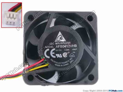 82379 Delta Electronics AFB0412VHB Cooling Fan  -6M37, size:40x15, w15x3x3, 12V 0.24A, Bare Delta Electronics AFB0412VHB Cooling Fan  