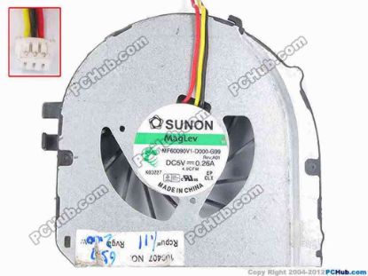 82427 SUNON MF60090V1-D000-G99 Cooling Fan  w30x3x3, 5V 0.26A, Bare Fan SUNON MF60090V1-D000-G99 Cooling Fan
