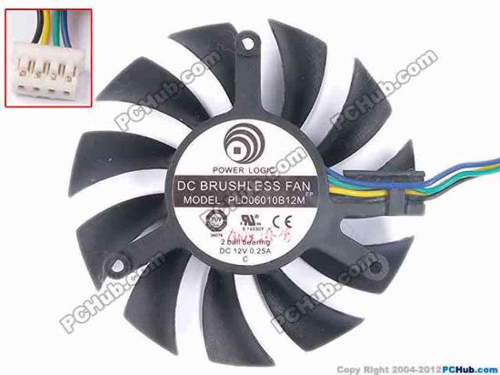 82447 Power Logic PLD06010B12M Server - Frameless / GPU Fan dia55x55x10, w125x4x4, 12V 0.25A, Black Power Logic PLD06010B12M Server - Frameless / GPU Fan 