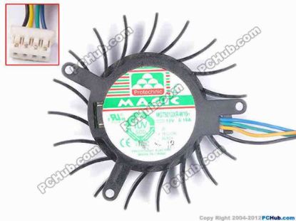 82448 Protechnic Magic MGT5012XR-W10 Server - Frameless / GPU Fan dia50x50x10, w110x4x4, 12V 0.19A, Black Protechnic Magic MGT5012XR-W10 Server - Frameless / GPU Fan 