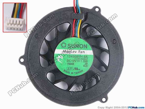82493 SUNON 124509VH-8A Server - Round Fan 11.MS.B655.F, dia52x52x12, w110x4x5, 12V 1.5W SUNON 124509VH-8A Server - Round Fan