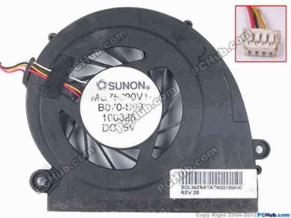 82537 SUNON MG75090V1-B070-S99 Cooling Fan  w35x4x4, 5V, Bare Fan SUNON MG75090V1-B070-S99 Cooling Fan  