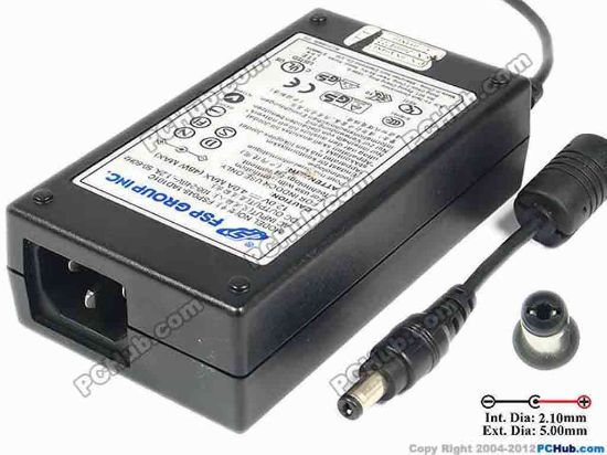 82584 FSP Group Inc FSP048-1AD101C AC Adapter 5V-12V 12V 4A, 5.5/2.1mm, C14 FSP Group Inc FSP048-1AD101C AC Adapter 5V-12V <span id="ctl00_ContentPlaceHolder1_ItemDesc1_lblItemDescription" class="span11">
<div>Model: FSP048-1AD101C<br />
<br />
INPUT: 100-240V~ 1.2A, 50-60Hz<br />
OUTPUT:12V 4A 48W<br />
Connecter size: Int. Diameter:  2.10mm     <br />
                       Ext. Diameter:  5.50mm </div>
<div>                       <br />
Dimensions: 110 x 62 x 31 mm</div>
<div><br />
</div>
<div>
<p>*Please take note, 3-wire (IEC C14) AC <a href="http://www.pchub.com/uph/category/356/Power-Core.html">power cord</a> not included.</p></div></span>