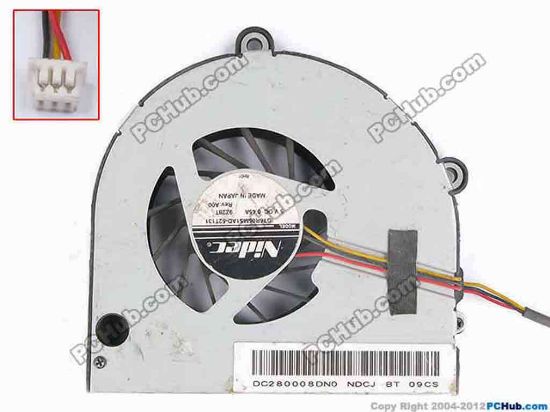 82686 Nidec G75R05MS1AD-52T131 Cooling Fan  9Z28T, w85x3x3, 5V 0.45A, Bare Fan Nidec G75R05MS1AD-52T131 Cooling Fan  