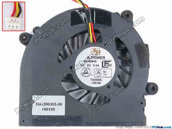 82734 A-Power BS4505HS Cooling Fan  28G200302-00, w80x3x3, 5V 0.3A, Bare Fan A-Power BS4505HS Cooling Fan  