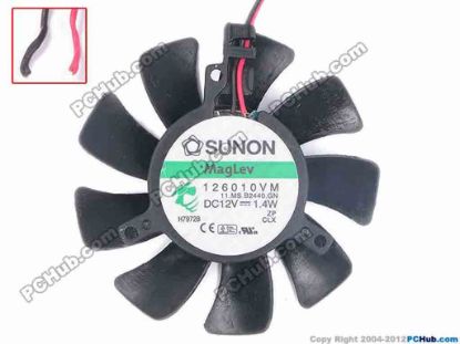 82739 SUNON MD1208PTS1 Server - Frameless / GPU Fan 11.MS.B2440.GN, dia55x55x10, w40x2, 12V 1.4W SUNON MD1208PTS1 Server - Frameless / GPU Fan 