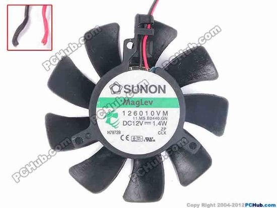 82739 SUNON MD1208PTS1 Server - Frameless / GPU Fan 11.MS.B2440.GN, dia55x55x10, w40x2, 12V 1.4W SUNON MD1208PTS1 Server - Frameless / GPU Fan 