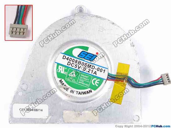 82980 SEI D4008B05MD-001 Cooling Fan  w10x4x4, 5V 0.21A, Bare Fan SEI D4008B05MD-001 Cooling Fan  