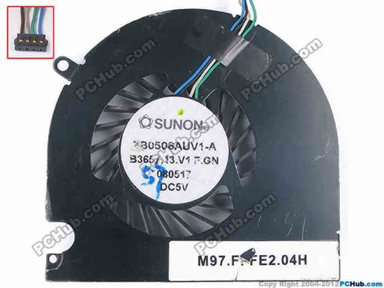 82982 SUNON ZB0506AUV1-A Cooling Fan  B3657.13.V1.F.GN, w35x4x4, 5V, Bare Fan SUNON ZB0506AUV1-A Cooling Fan  